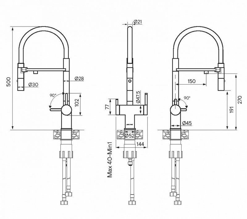 Смеситель PAULMARK GRAVITY  (черный/вороненая сталь)