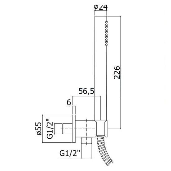 Ручной душ PAFFONI LIGHT с подключением, хром