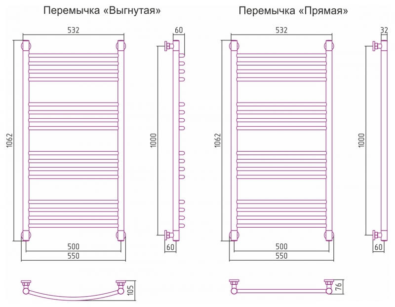Полотенцесушитель Богема+ 1000x500 черный хром