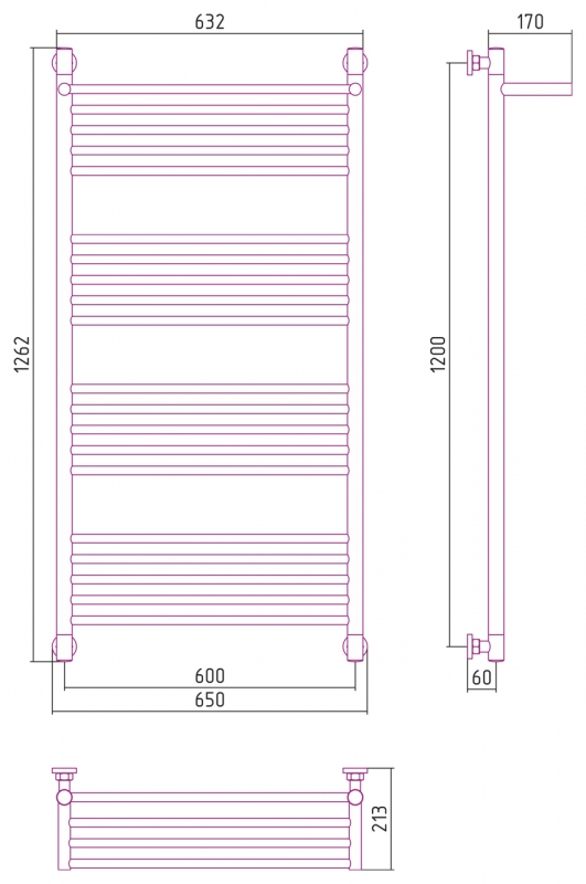 Водяной полотенцесушитель Сунержа Богема с полкой