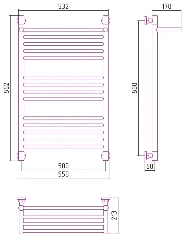 Водяной полотенцесушитель Сунержа Богема с полкой