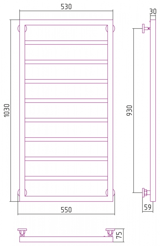 Полотенцесушитель Канцлер 1000х500
