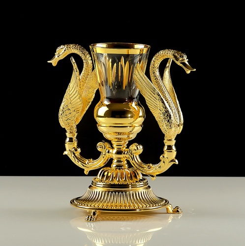 Стакан настольный (два лебедя), хрусталь Migliore Luxor, золото