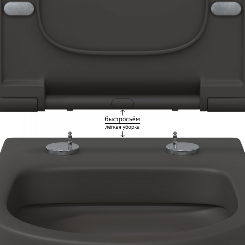 Унитаз подвесной Berges Ego XL Rimless 54 сиденье EGO XL Slim SO, duroplast, микролифт, цвет антрацит