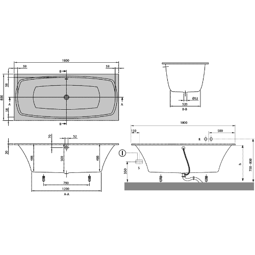 Квариловая ванна Villeroy&Boch My Art, 180x80 см