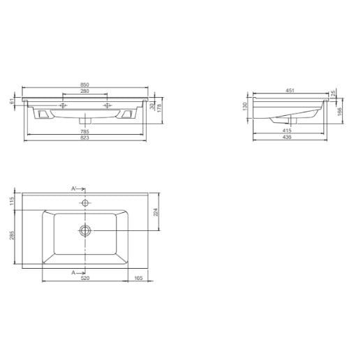 Умывальник Arte 85*45 белый