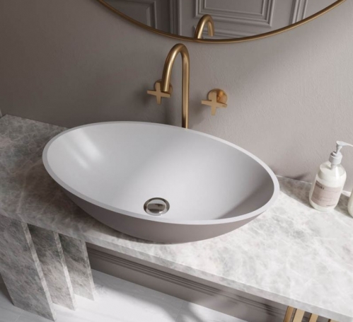 Раковина Holbi Dione 60*36*15 из Solid Surface белый/черный