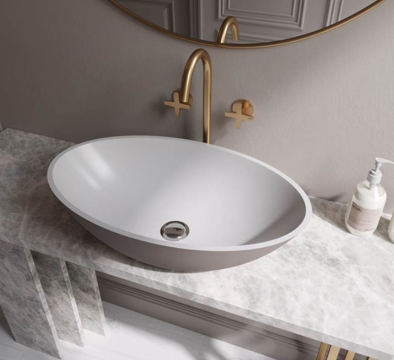 Раковина Holbi Dione 60*36*15 из Solid Surface белый/черный