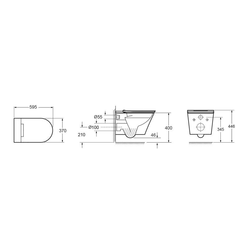 Унитаз подвесной Berges Ego XL Rimless 54 сиденье EGO XL Slim SO, duroplast, микролифт, цвет антрацит