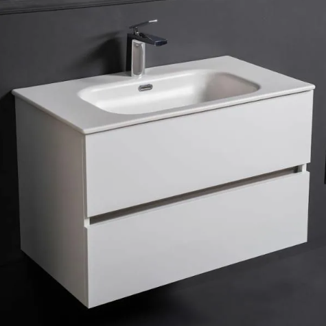 ТУМБА VALLESSI С КЕРАМИЧЕСКОЙ РАКОВИНОЙ подвесная, цвет белый