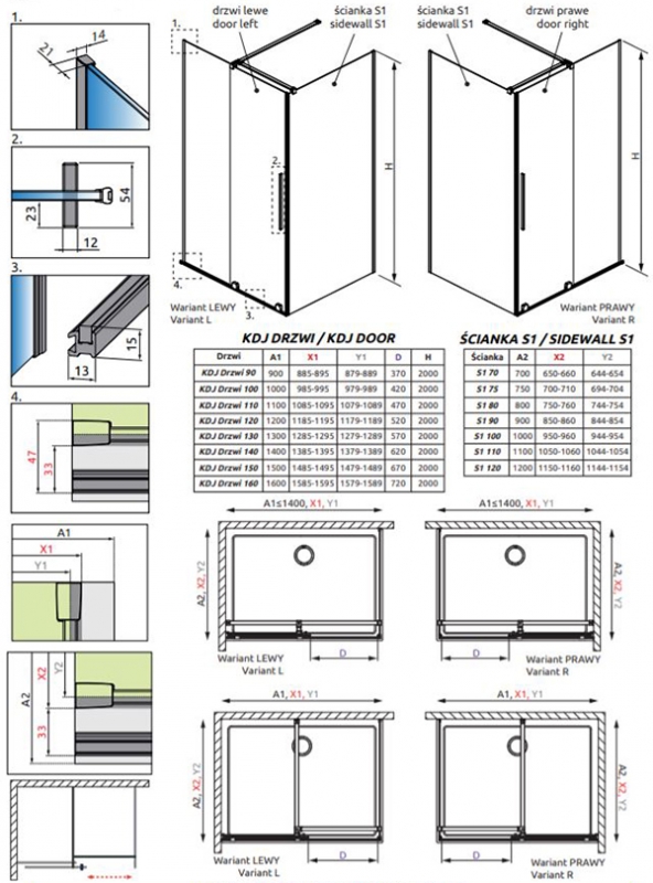 Душевой уголок Radaway Furo KDJ, H-200 см, хром