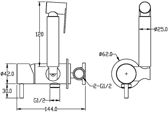 Boheme Uno Смеситель гигиенический, графит