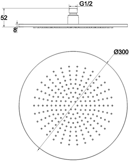 Комплект верхнего душа AQUAme, 30x30 см, нержавеющая сталь