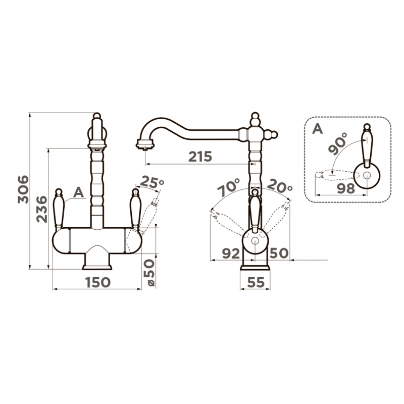 меситель для кухни Omoikiri Amagasaki-AB античная латунь