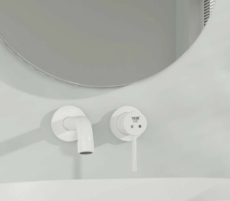 Смеситель  для умывальника скрытый монтаж Vieir белый цвет