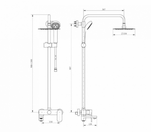 Душевая система Grocenberg  нержавеющая сталь