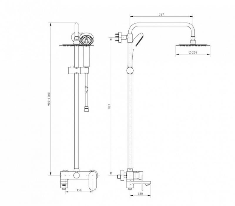 Душевая система Grocenberg  нержавеющая сталь