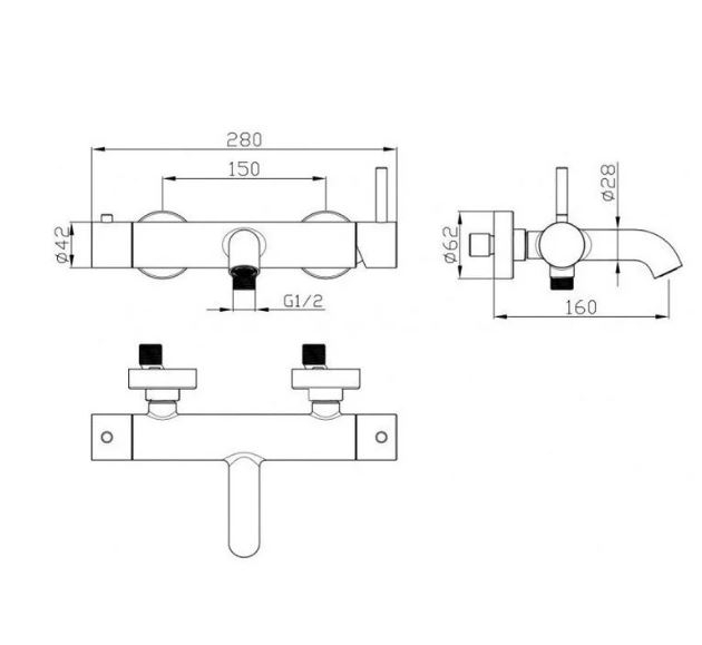 Смеситель Aquame Siena для ванны, графит