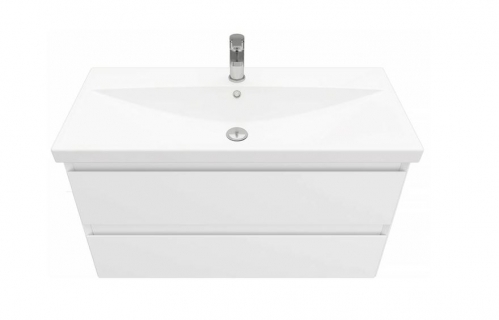 Тумба подвесной Laparet Vitrum 90 с умывальником Cerastyle Elite 90 белый матовый