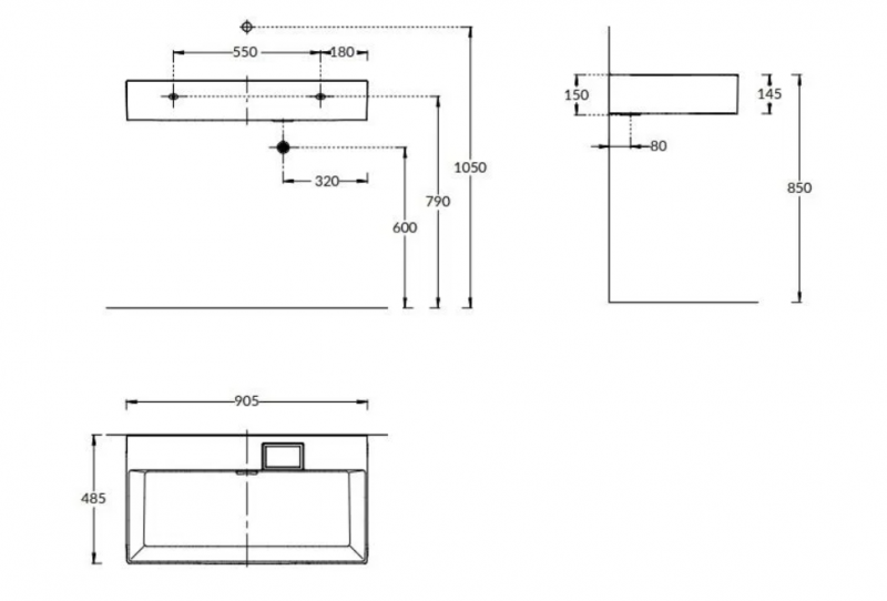 Раковина Kerama Marazzi LOGICA мебельная\подвесная  90, белая глянцевая