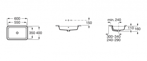 Умывальник встраиваемый Roca The Gap 55x35