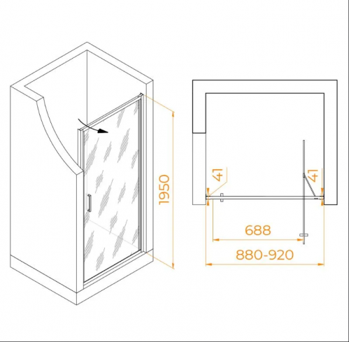 Душевая дверь RGW Stilvoll SV-05 90х195 см профиль хром, стекло прозрачное-матовое