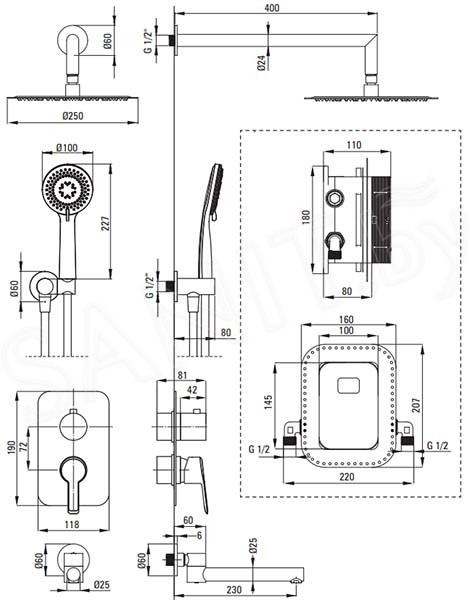 Душевая система Deante ARNIKA графит