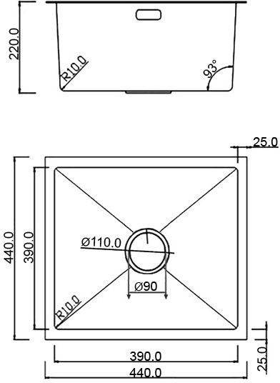 Кухонная мойка Roxen Uno PVD (графит) под столешницу с ролл-матом и дозатором в цвете графит