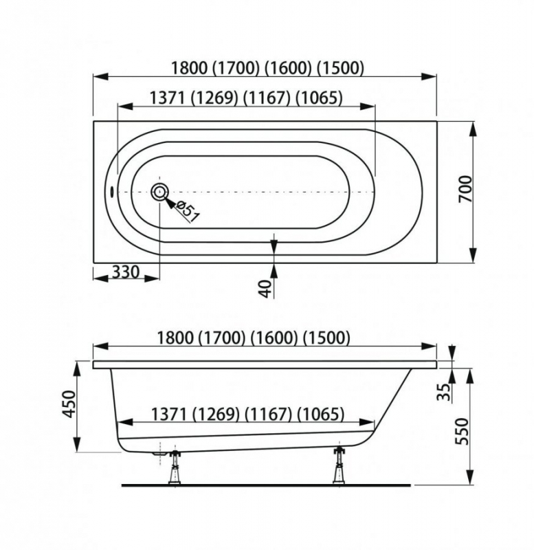 Ванна акриловая Vagnerplast Kasandra 180x70 с ножками в комлпетке