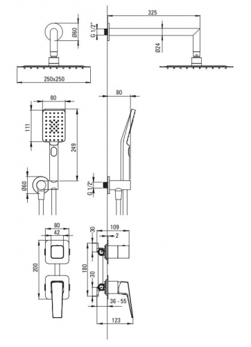 душевая система скрытого монтажа Deante Blur черный