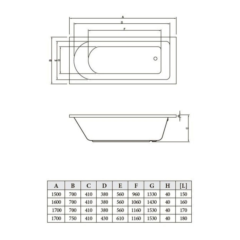   Bonito Home Elara ванна акриловая 160х70 с ножками