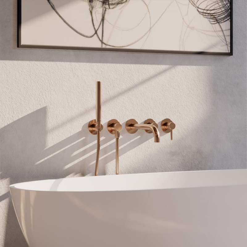 Смеситель скрытого монтажа для ванны Omnires 5-hole Y брашированная медь 