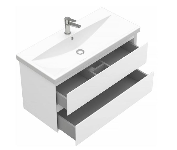 Тумба подвесной Laparet Vitrum 90 с умывальником Cerastyle Elite 90 белый матовый