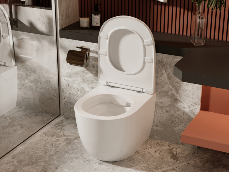 Унитаз ABBER Bequem  приставной белый, безободковый