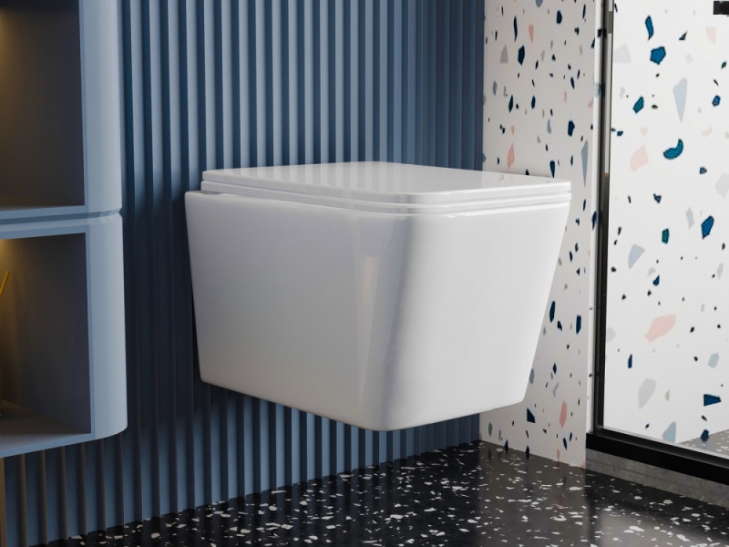 Унитаз ABBER Rechteck подвесной белый, безободковый, смыв торнадо