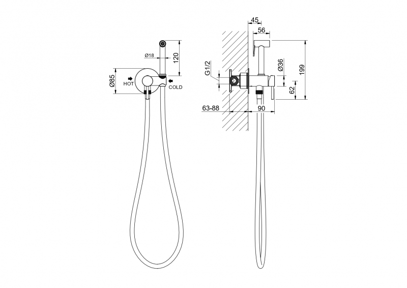 Гигиенический душ AQUATEK, Европа шлифованное золото  