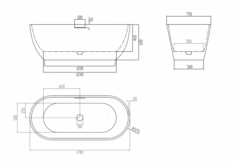 Ванна из искусственного камня ABBER Frankfurt  розовая матовая