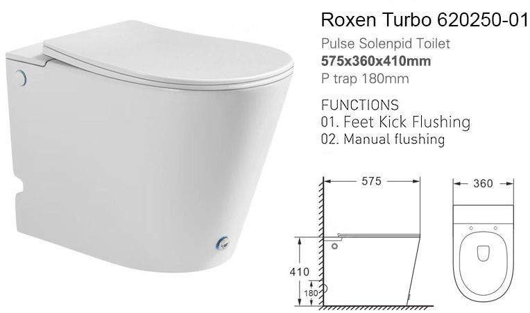Унитаз приставной импульсный Roxen Turbo  36x57,5 безободковый Soft Close