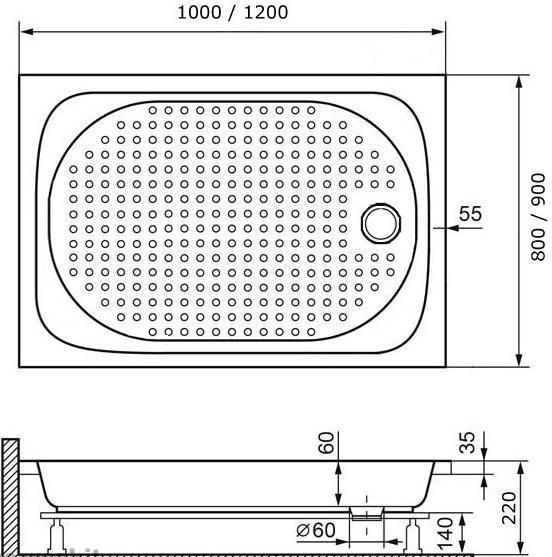 Душевой поддон RGW Lux/TN 80x120x22