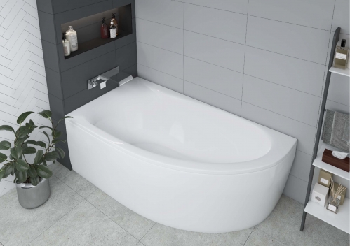 Акриловая асимметричная ванна Aquatek Дива 160х90 c ножками
