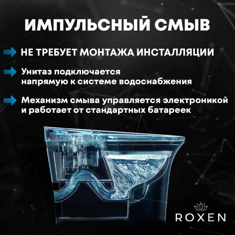 Унитаз приставной импульсный Roxen Turbo  36x57,5 безободковый Soft Close