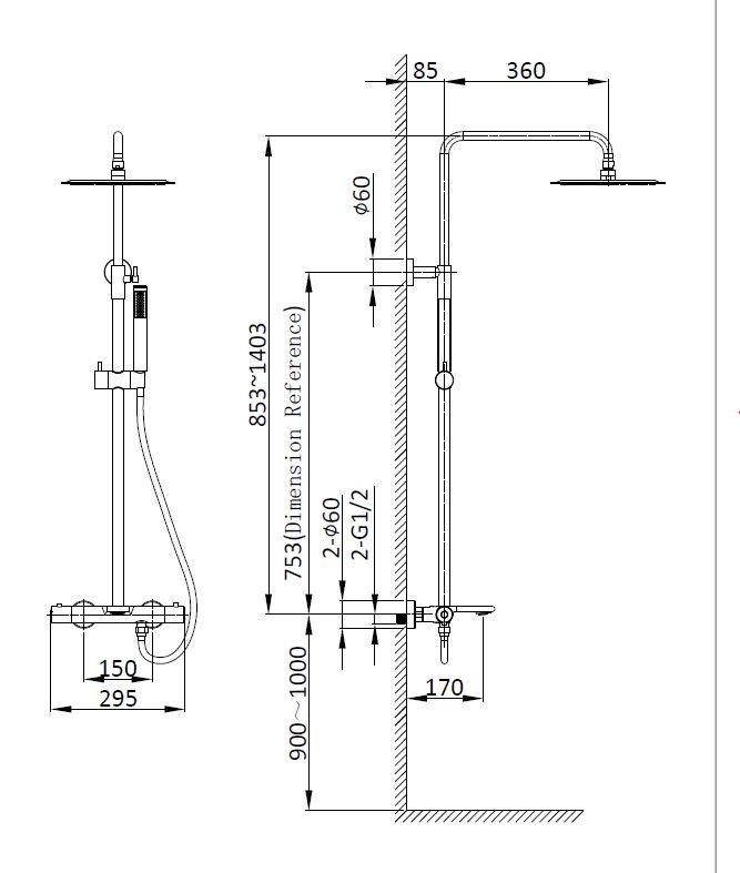 Душевая система Vincea Vogue черный 