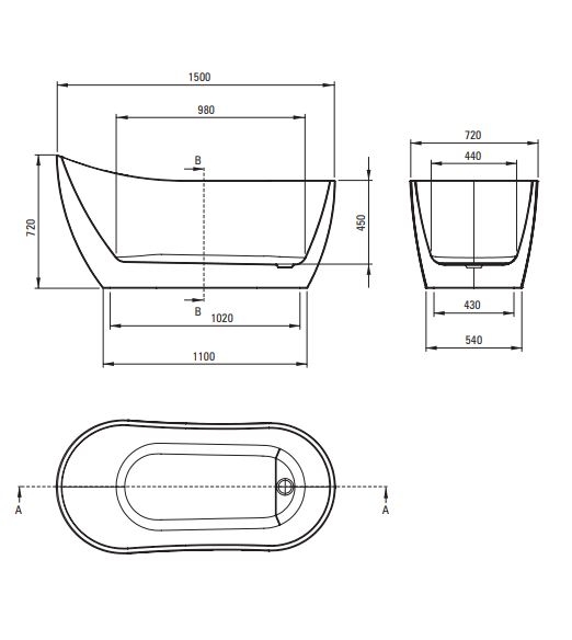 DEANTE ARNIKA Акриловая ванна, отдельностоящая, асимметричная - 150,170 см