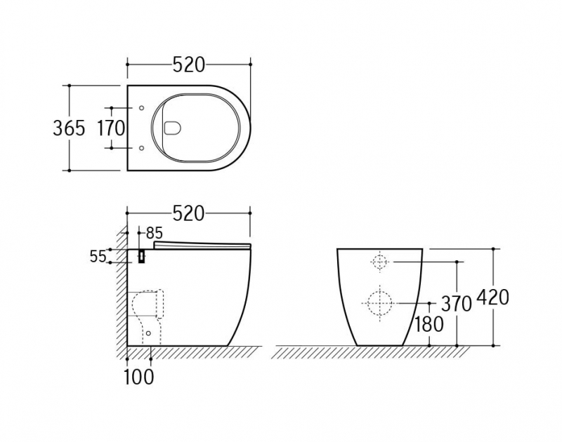 Приставной унитаз Roxen Antares Rimless Soft Close