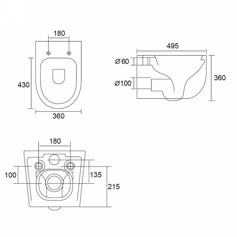 Унитаз-биде ABBER Bequem  подвесной белый, безободковый, смыв торнадо
