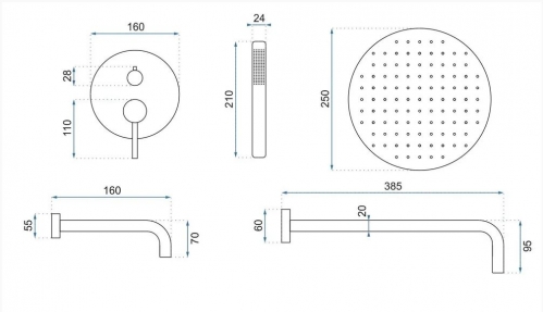 Душевая система Rea Lungo  матовая медь