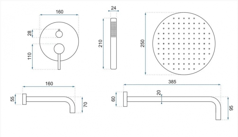 Душевая система Rea Lungo  матовая медь