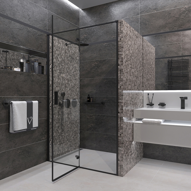 Душевая дверь Veconi 90*195 черный профиль