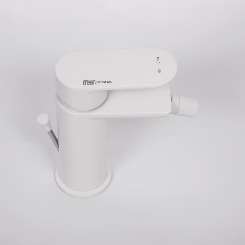 Смеситель для биде с донным клапаном Wasserkraft Mindel белый