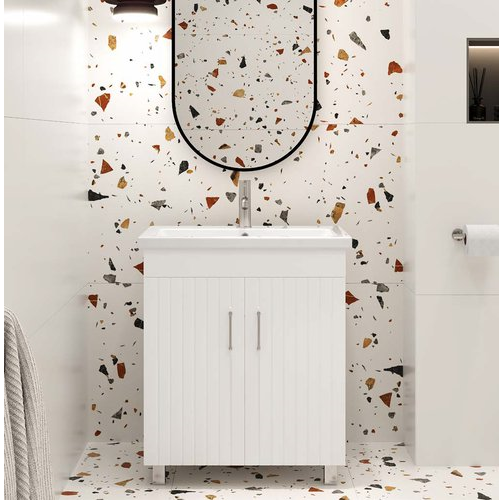 Тумба напольная Laparet NOVUS 60 под умывальник Cersanit COMO 60 белый глянец